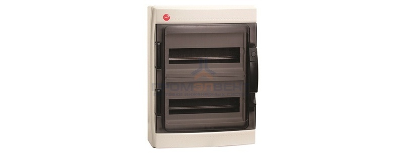 Щиток настен. с дверцей 24мод., IP65, серый, с усил. клеммн.блоком в компл. 2х87308